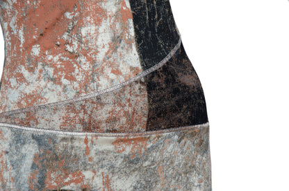 90s Italian designer silk abstract print dress with mesh trim - Made in Italy