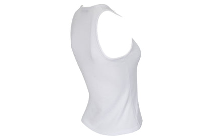 2000s Amaya Arzuaga white knit top with frayed mesh and ribbon corset front