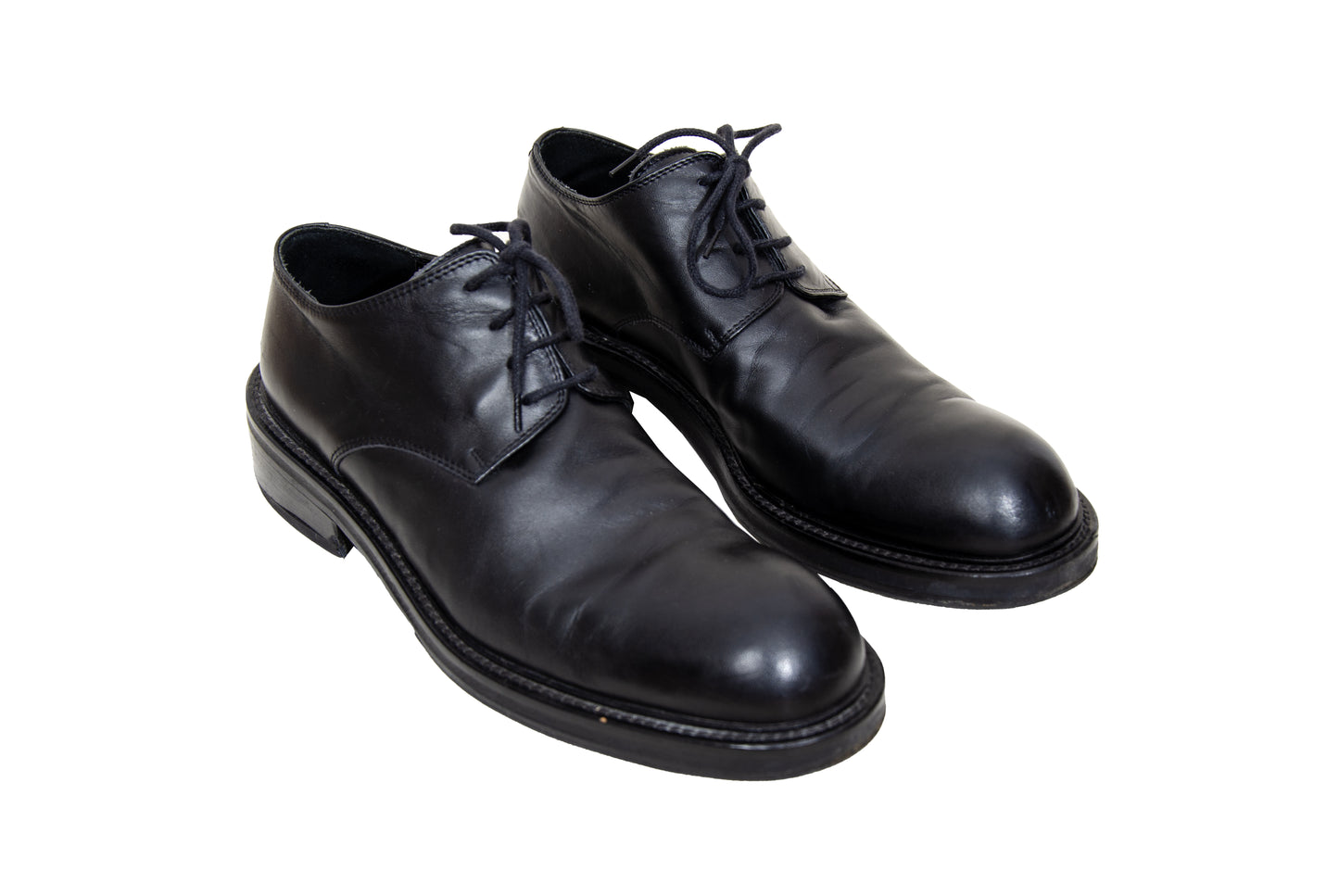 Vintage Collection Privée..? black leather lace-up derby shoes - Made in Italy - EU 39