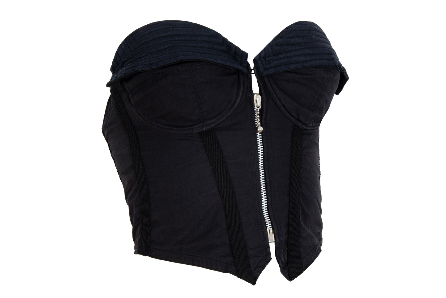 1990s Italian brand black cotton cropped bustier top / Made in Italy
