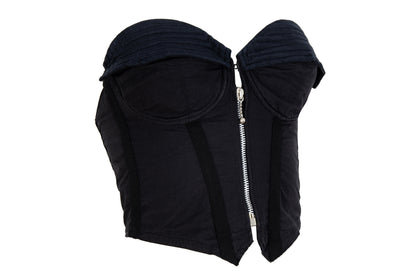 1990s Italian brand black cotton cropped bustier top / Made in Italy