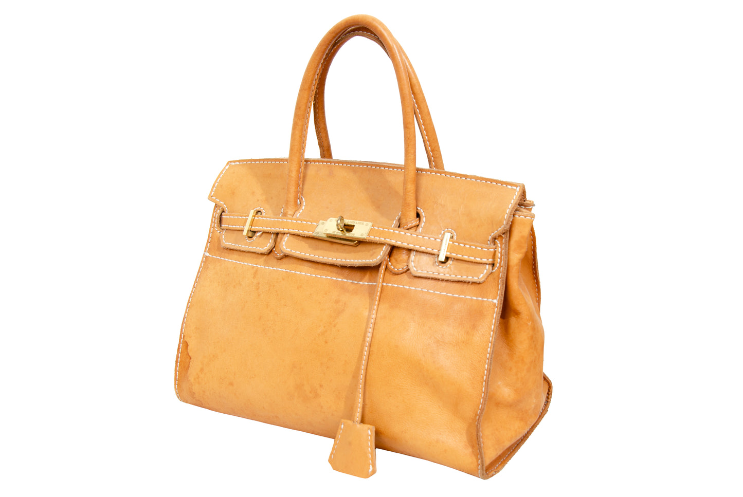 Vintage Japanese brand cognac leather bag - Made in Japan