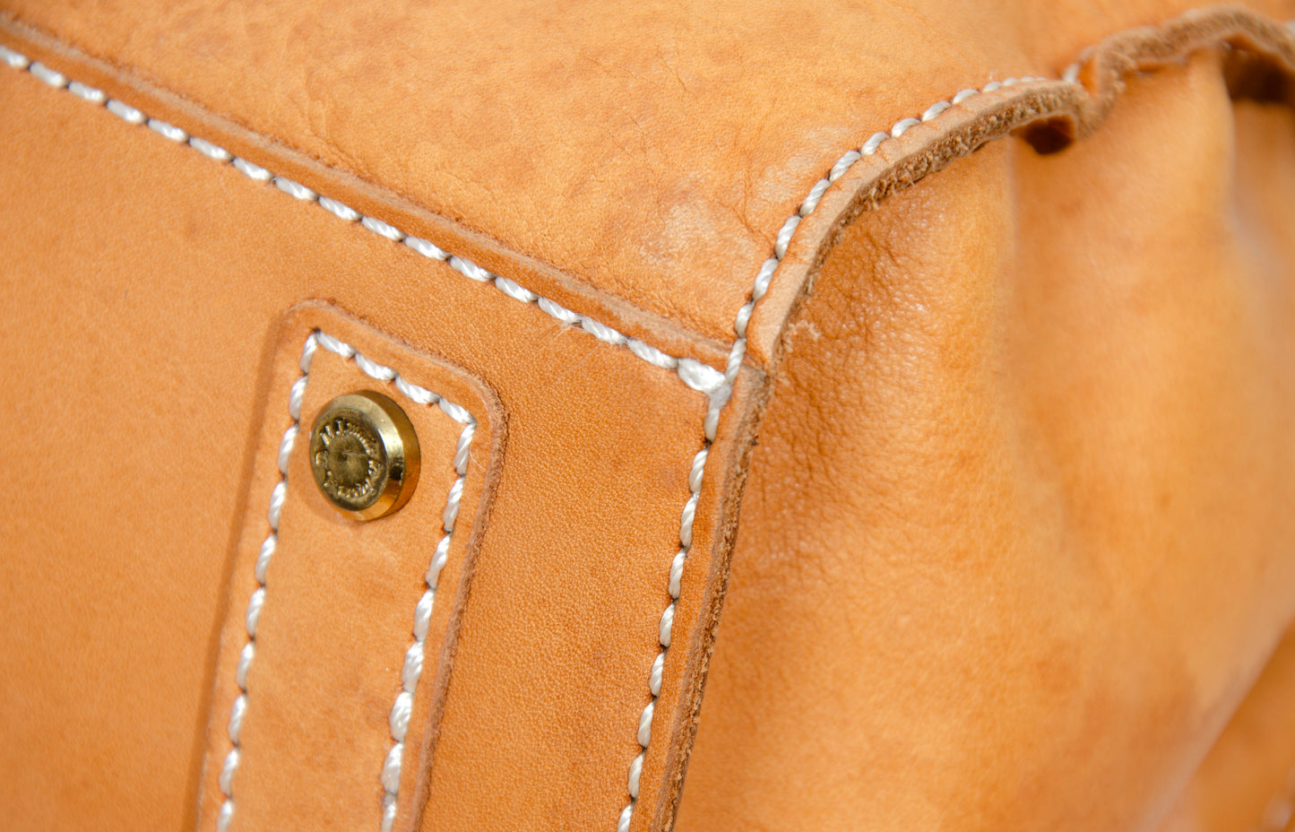Vintage Japanese brand cognac leather bag - Made in Japan