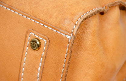 Vintage Japanese brand cognac leather bag - Made in Japan