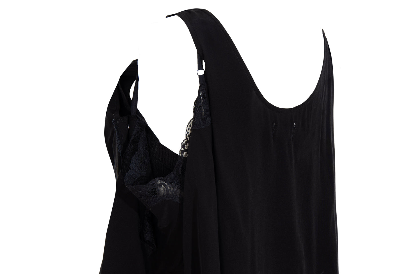 Vintage Japanese brand 100% silk experimental lingerie inspired deconstructed slip dress with asymmetrical lace panels