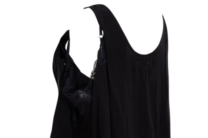 Vintage Japanese brand 100% silk experimental lingerie inspired deconstructed slip dress with asymmetrical lace panels