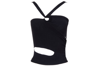 Vintage Italian brand asymmetrical cut top with o-ring and cut-out details - Made in Italy